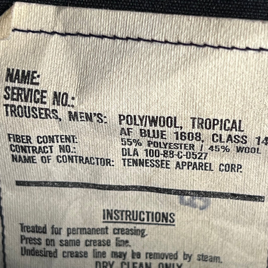 US Air Force Blue Tropical Dress Trousers - W31 L33