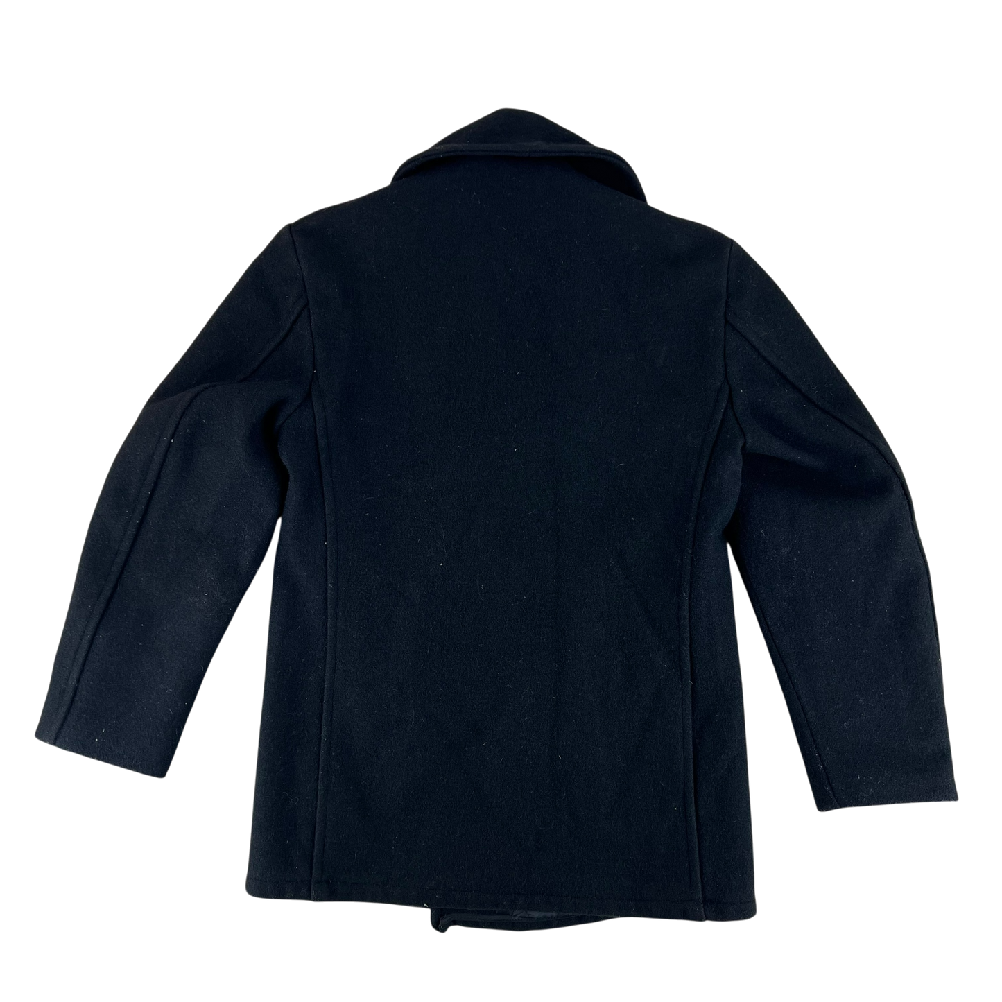 US Navy 70s Black Wool Peacoat - Medium