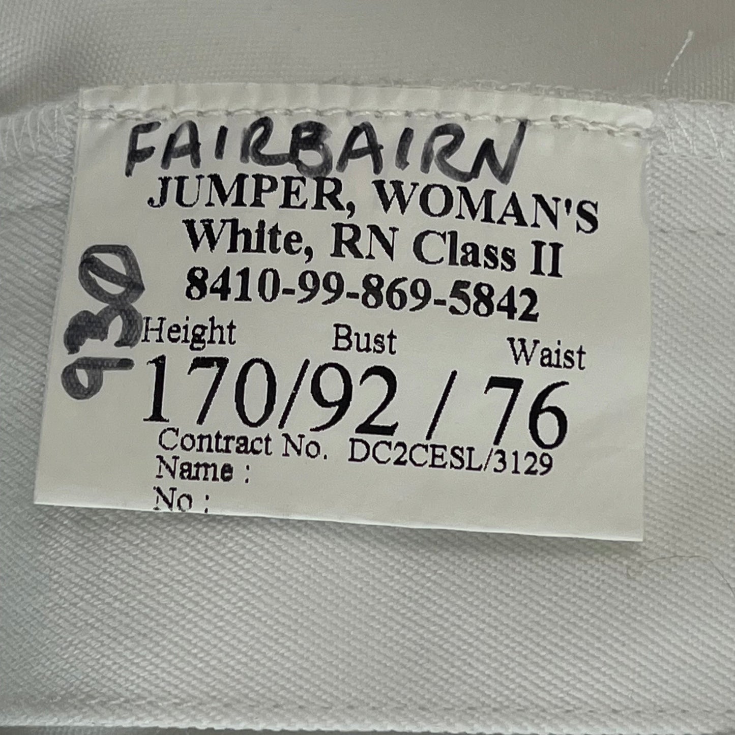British Royal Navy Women's Class II White Jumper Sailor's Top - Medium 170/92