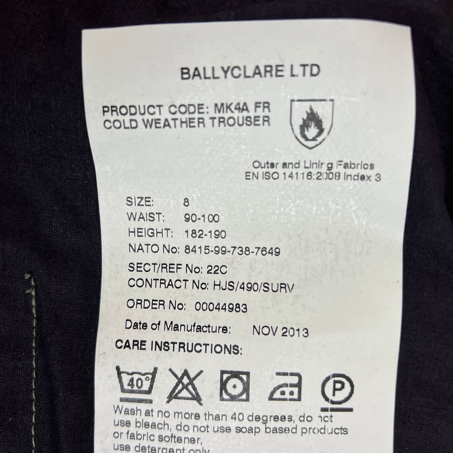 British RAF Ballyclare MK4A FR Cold Weather Aircrew Trousers - W37 L31 SIZE 8