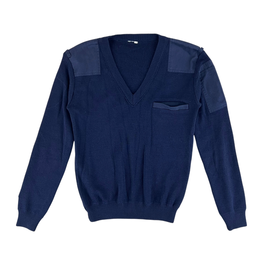 Dutch Navy Blue V Neck Pullover Jumper - Small