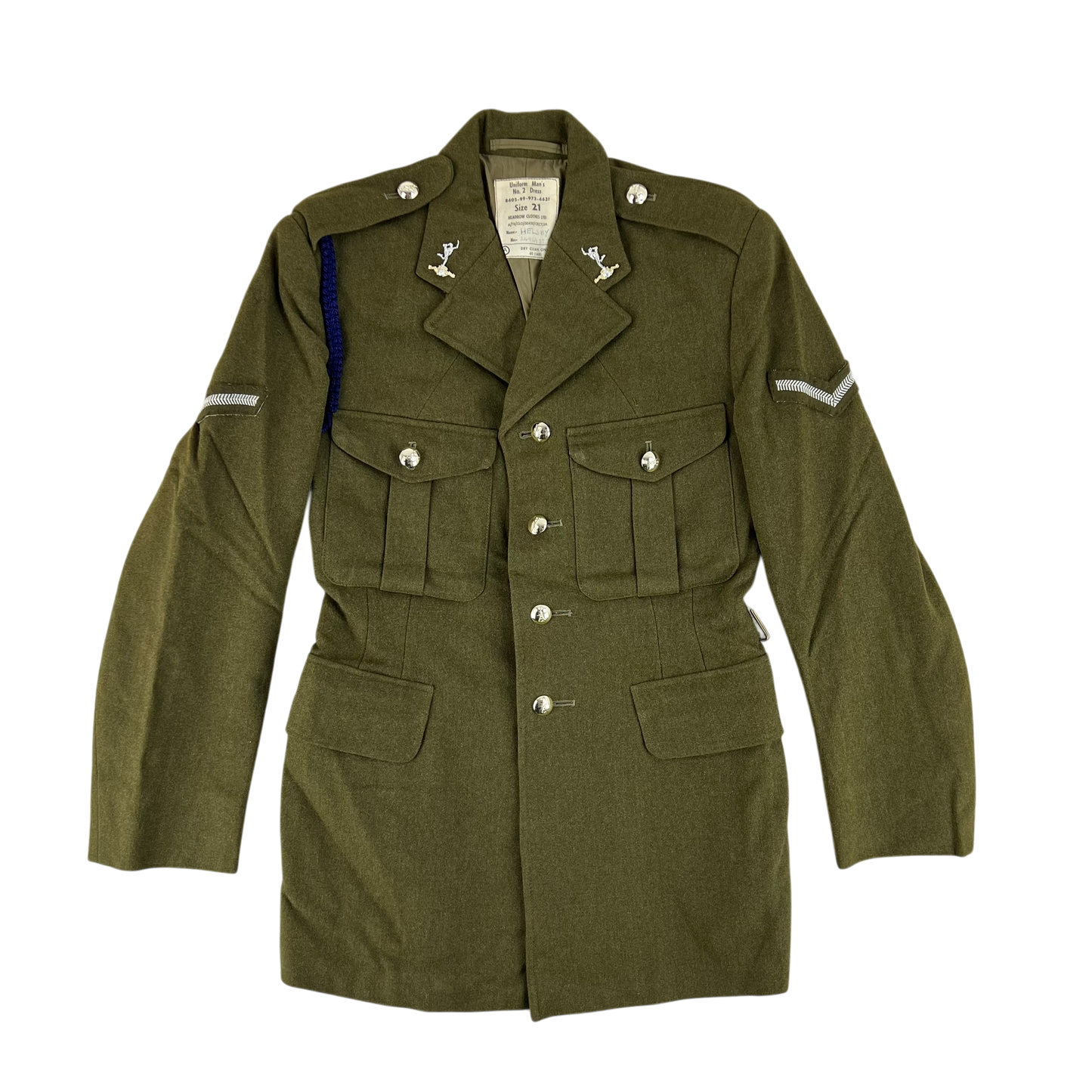 British Army Old Pattern No. 2 Olive Green Dress Jacket - Royal Signals - Small SIZE 21