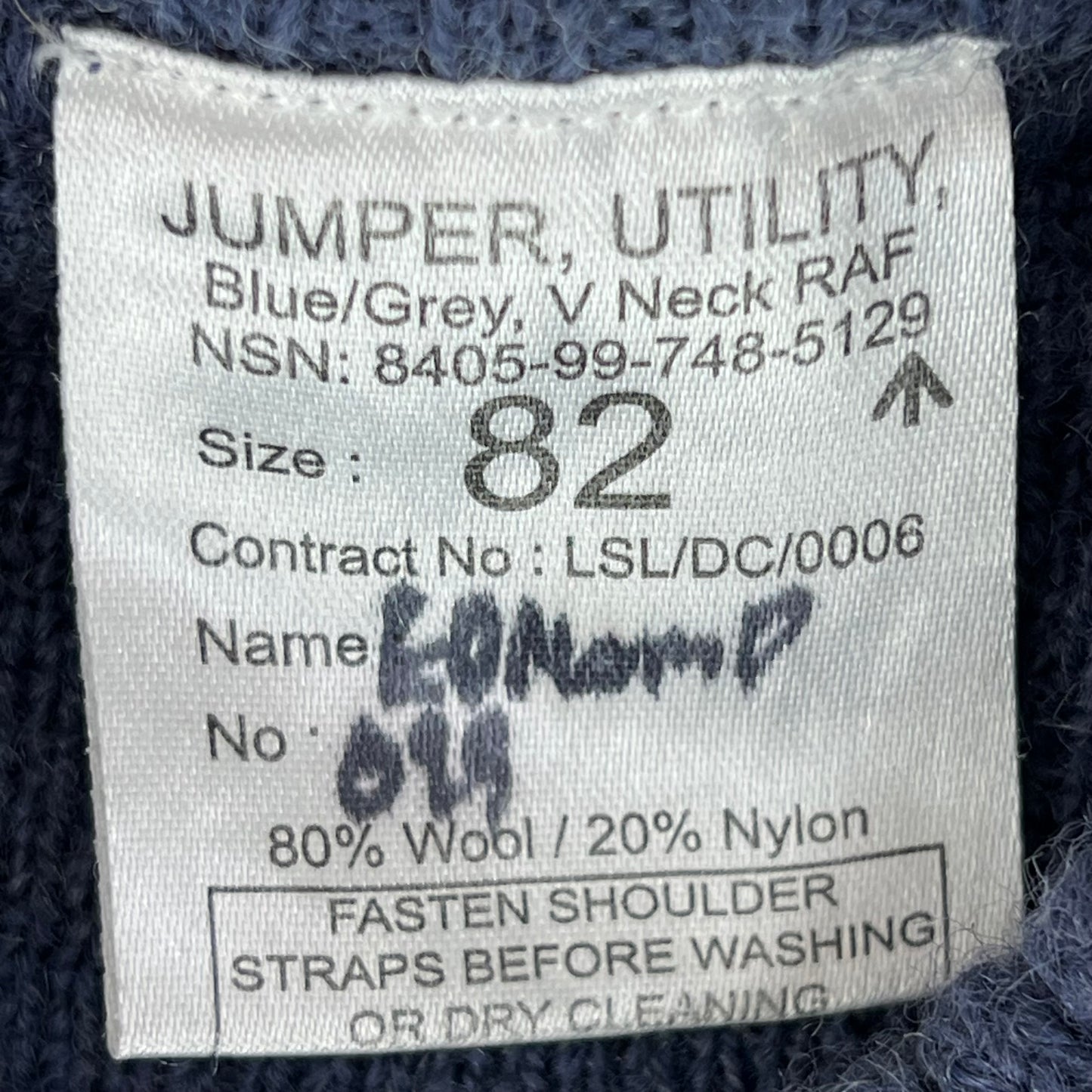 British RAF Wool V Neck Pullover Jersey Jumper - Small 82cm