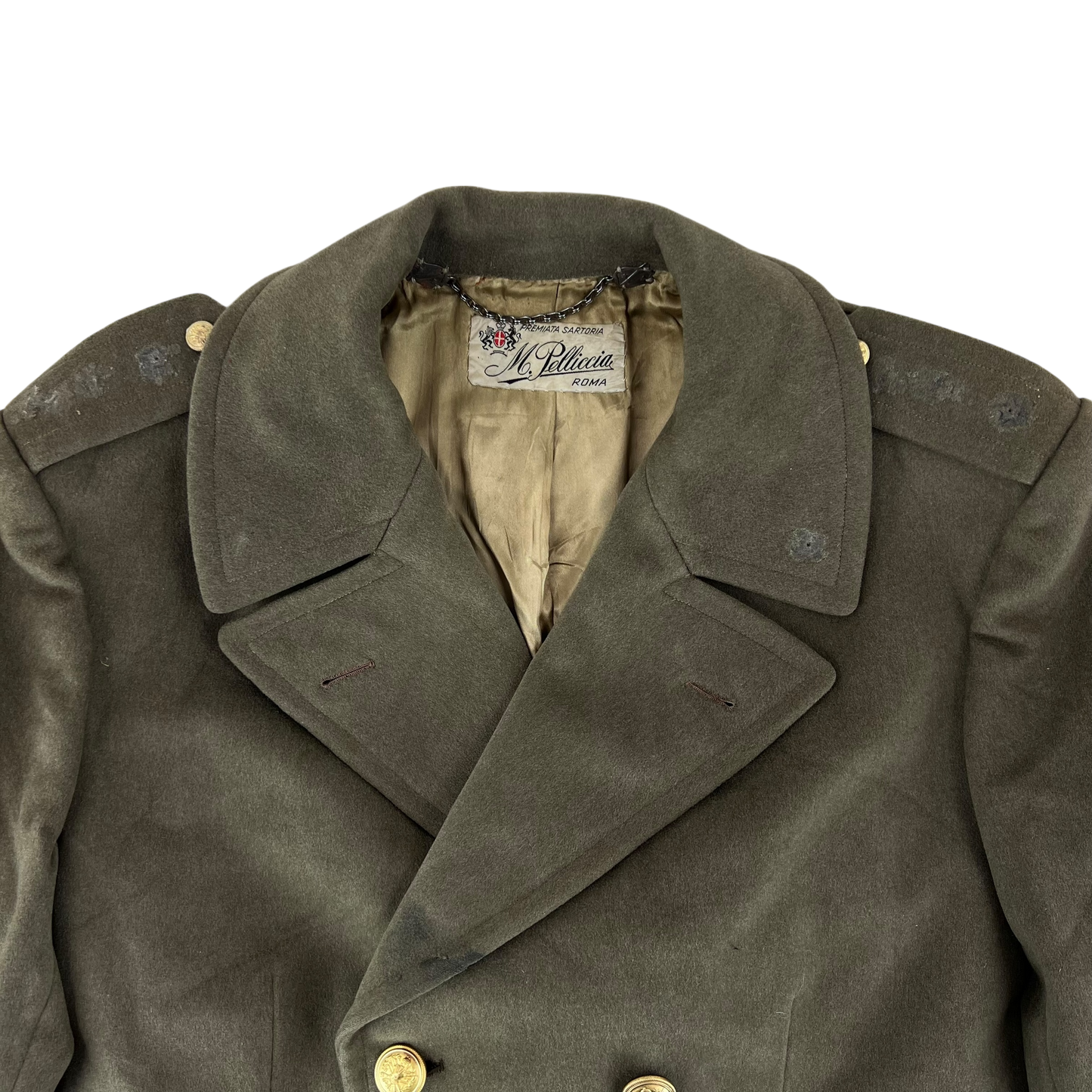 Italian Army 70's Officer's Khaki Wool Greatcoat - Medium