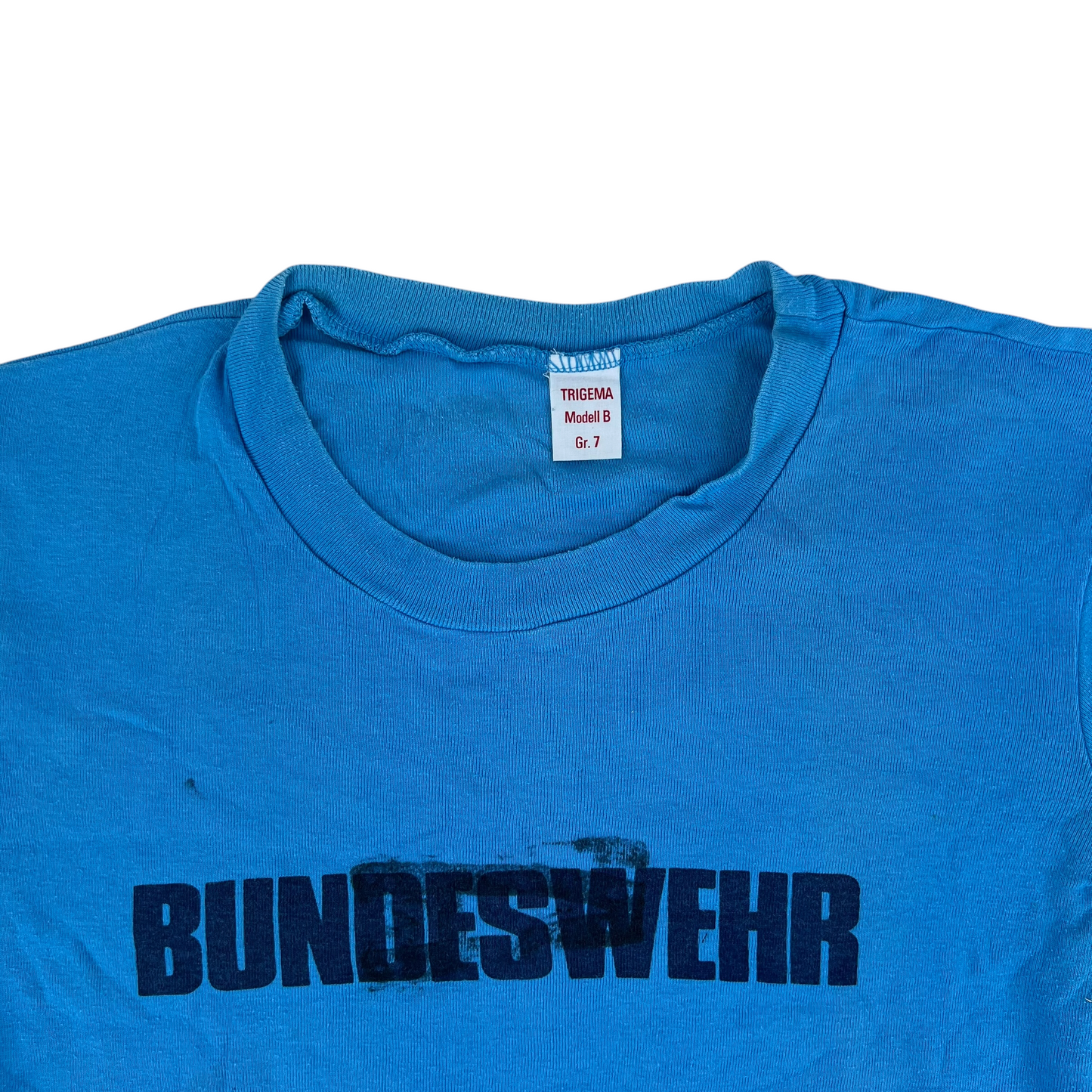 West German Army 70s Blue Training T Shirt - Small