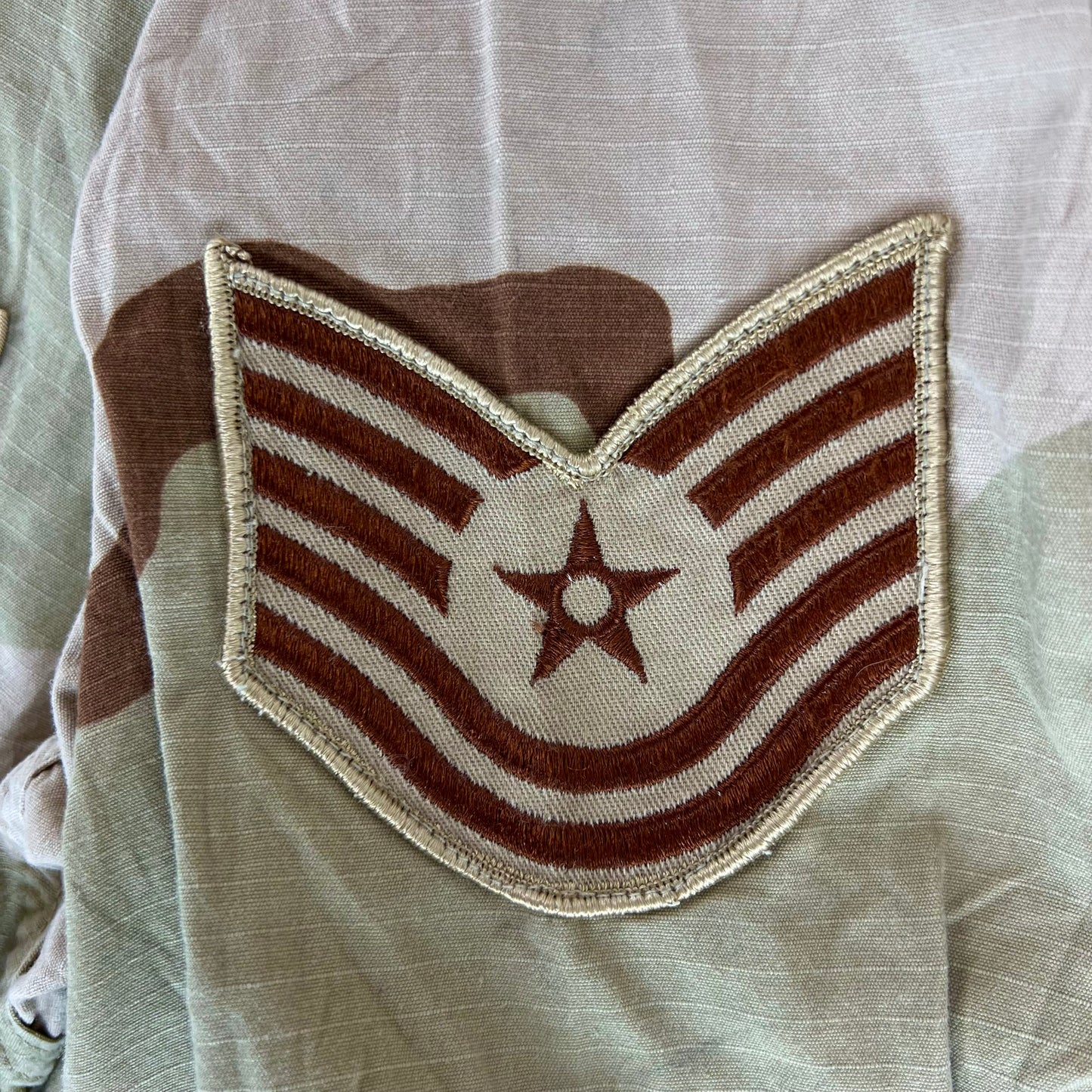 US Air Force Tri-Colour Desert "Coffee Stain" Camo Combat Jacket Ripstop w/ Patches - Large