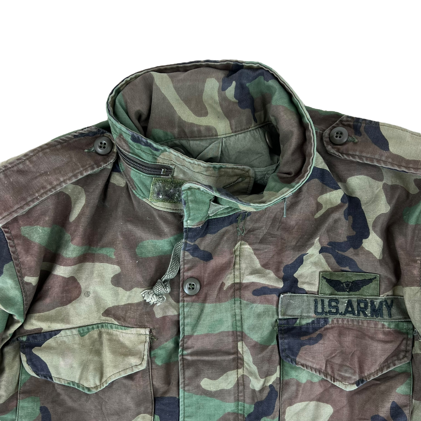 US Army M81 Woodland Camo M65 Cold Weather Field Coat - Large