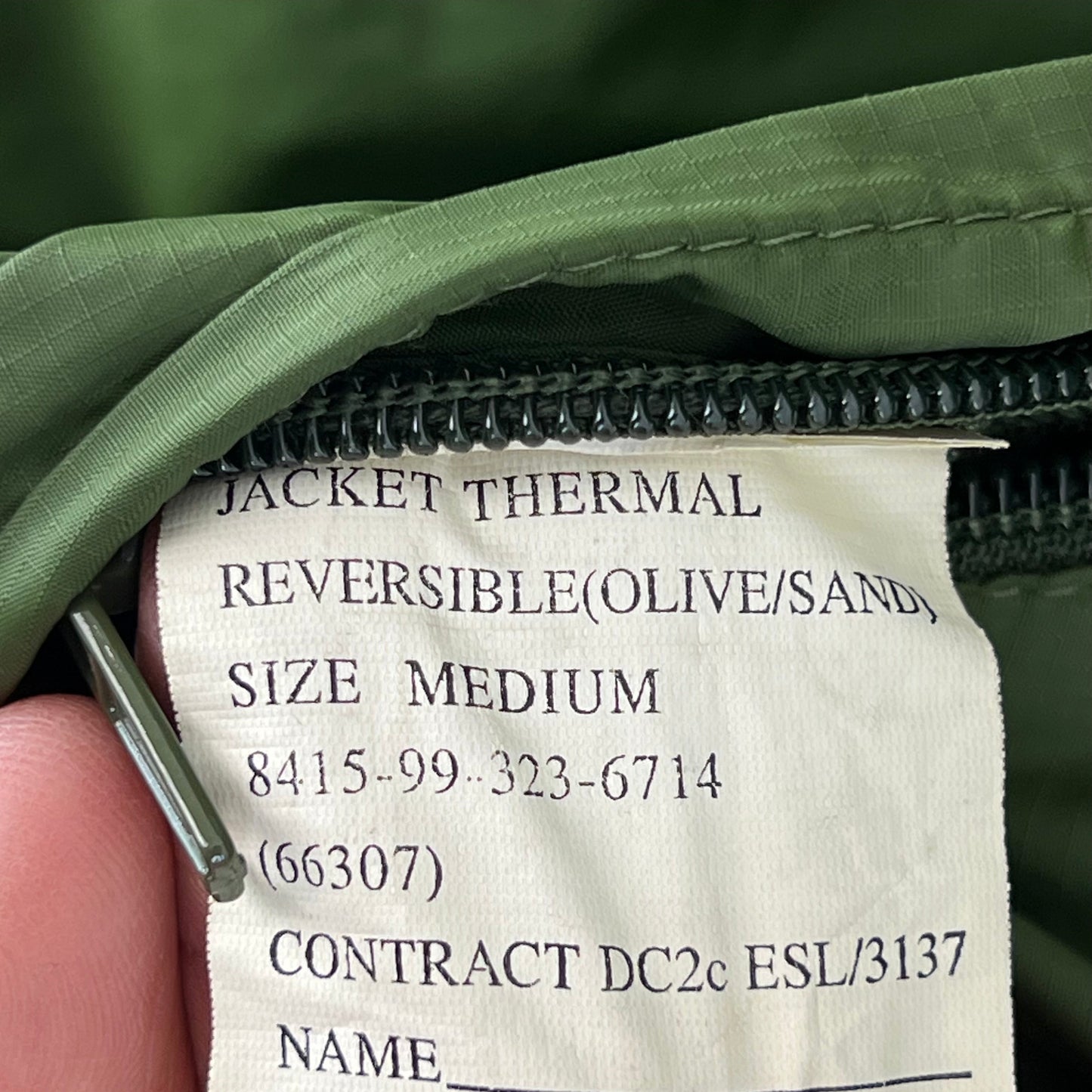 British Army Reversible Thermal Olive Green / Tan Quilted Jacket - Medium