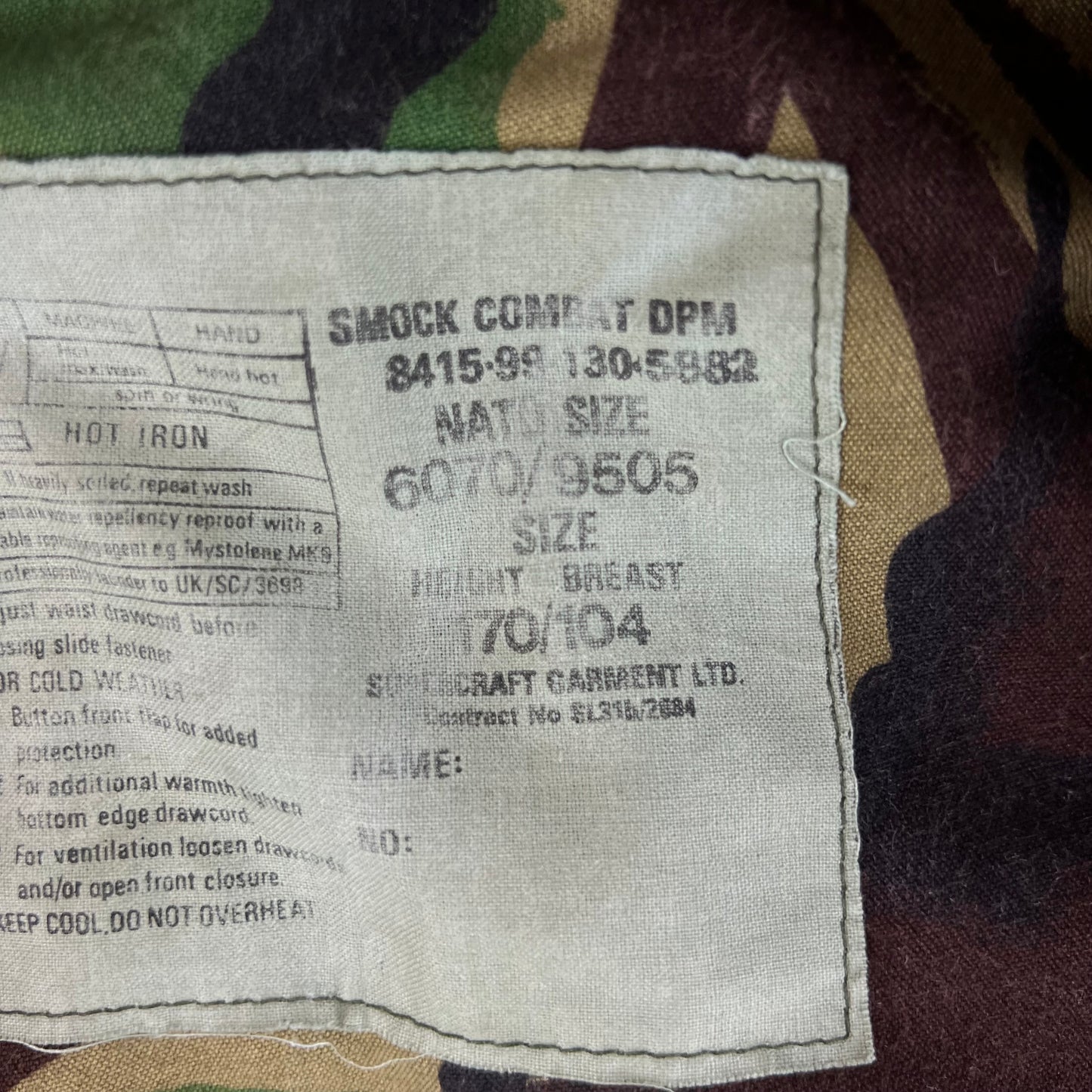 British Army 85 Pattern Woodland DPM Camo Combat Smock - Large 170/104