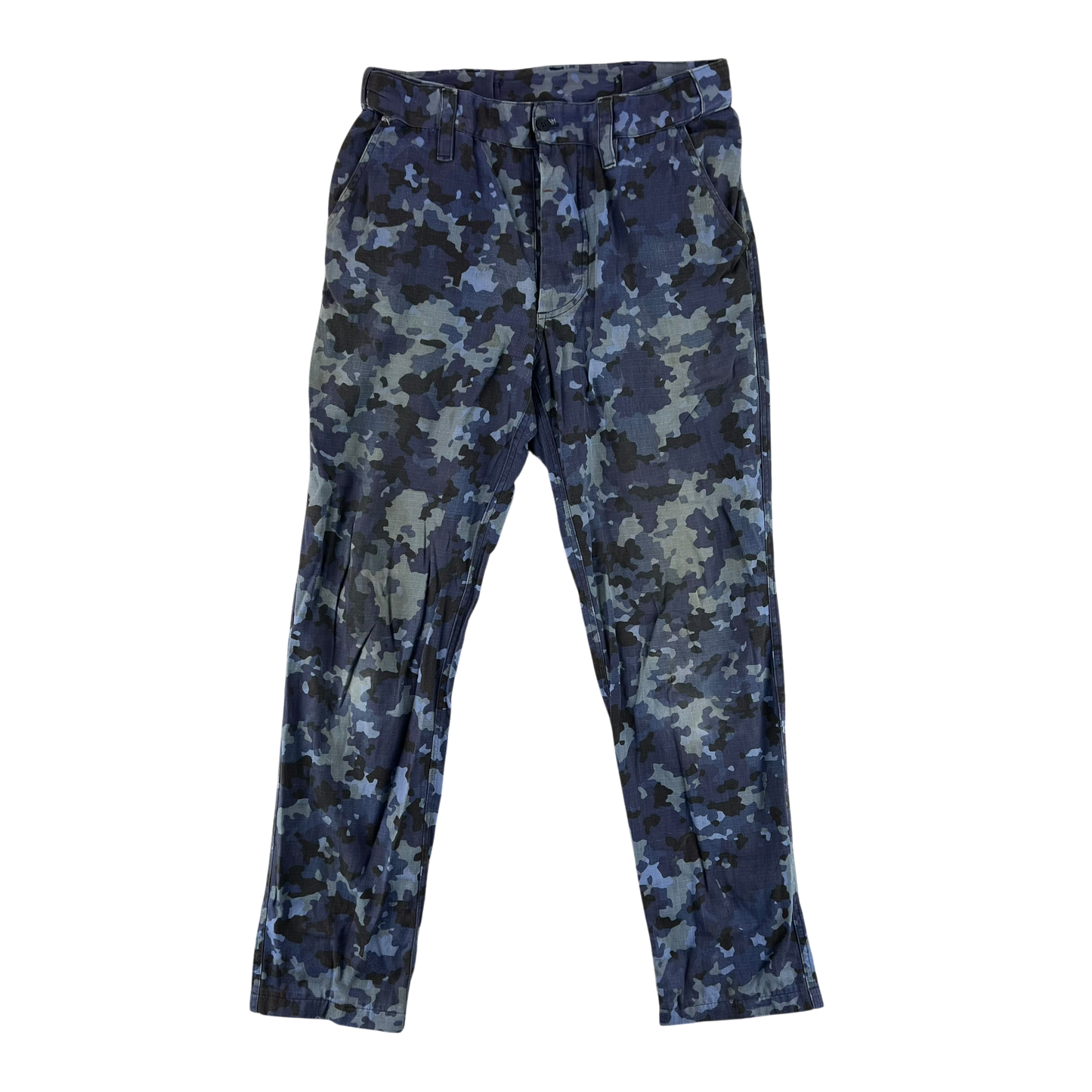 Romanian Navy M2017 Blue Camouflage Ripstop Trousers - W32 L29.5