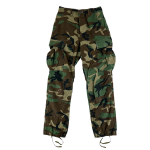 US Army Vintage M81 Woodland Camo Ripstop BDU Combat Trousers - W27.5 L32.5