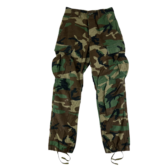 US Army Vintage M81 Woodland Camo Ripstop BDU Combat Trousers - W27.5 L32.5