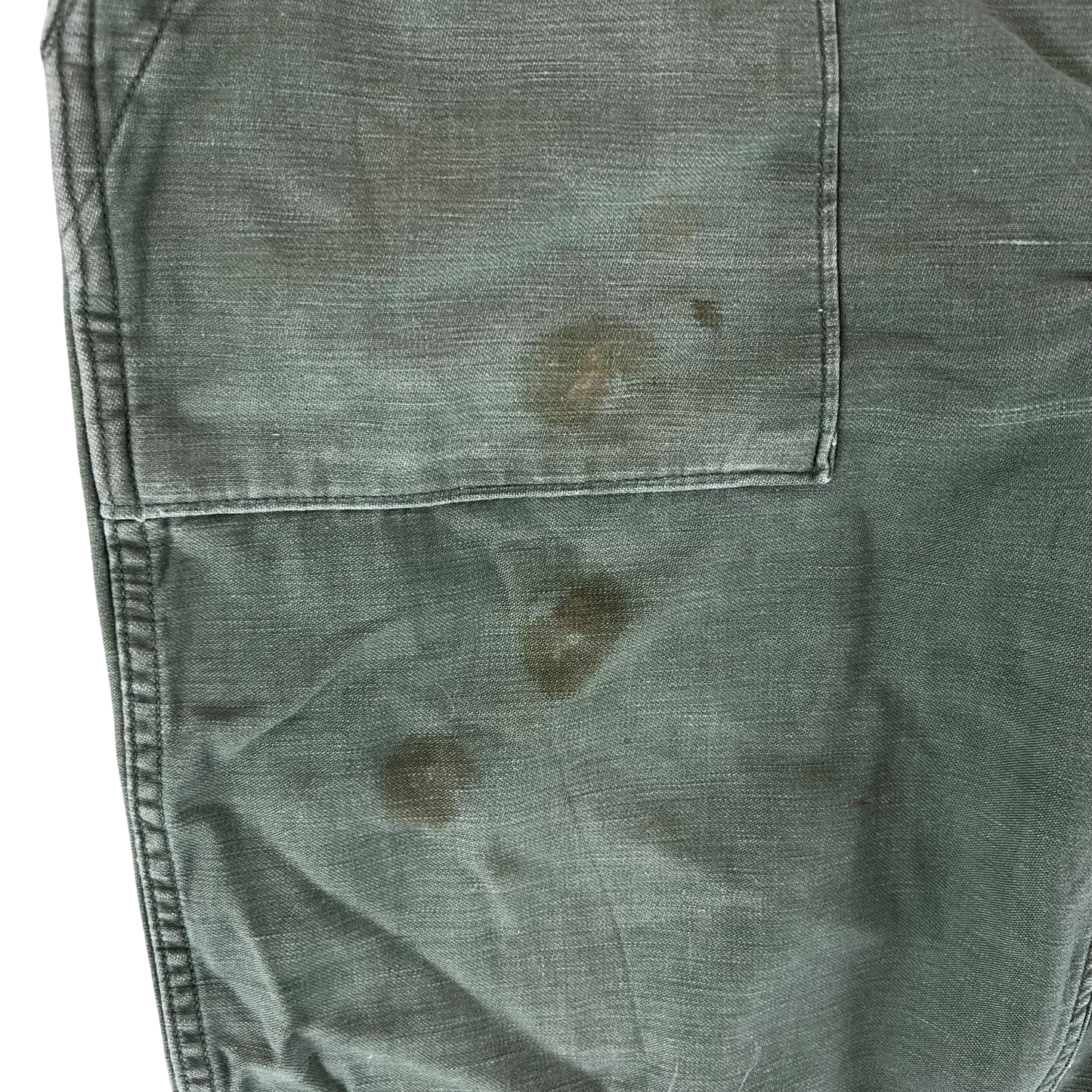 US Army 60s Sateen Olive Green Fatigue Trousers - W32 L26.5