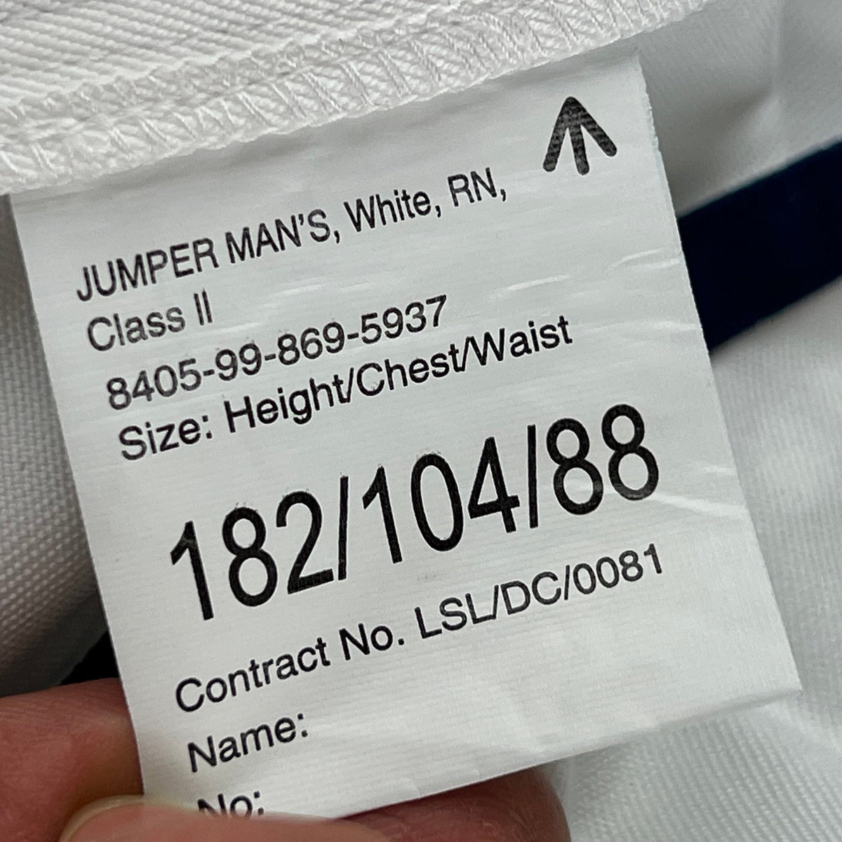 British Royal Navy Class II White Jumper Sailor's Top - Large 182/104