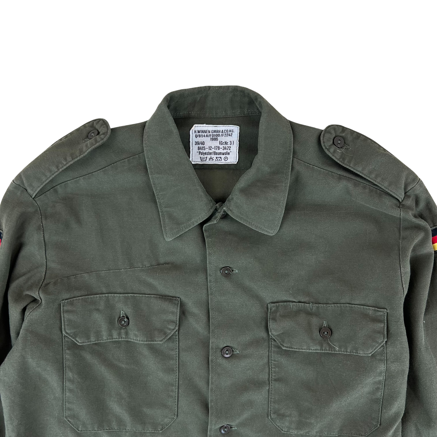 German Army Olive Green Long Sleeve Field Shirt - Medium Gr39/40