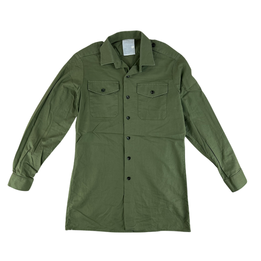 British Army Mens Olive Green Cotton Shirt Long Sleeve - Medium C38/40