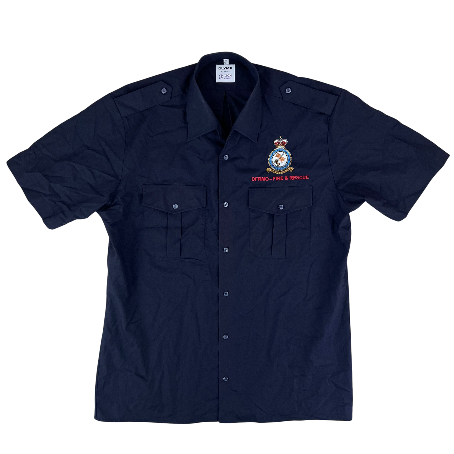 British RAF Mens Shirt Short Sleeve - DFRMO Fire & Rescue - Large