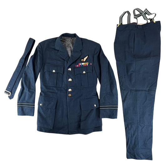 British Royal Air Force 60s No. 1 Dress Uniform Set Jacket Trousers Belt - Medium