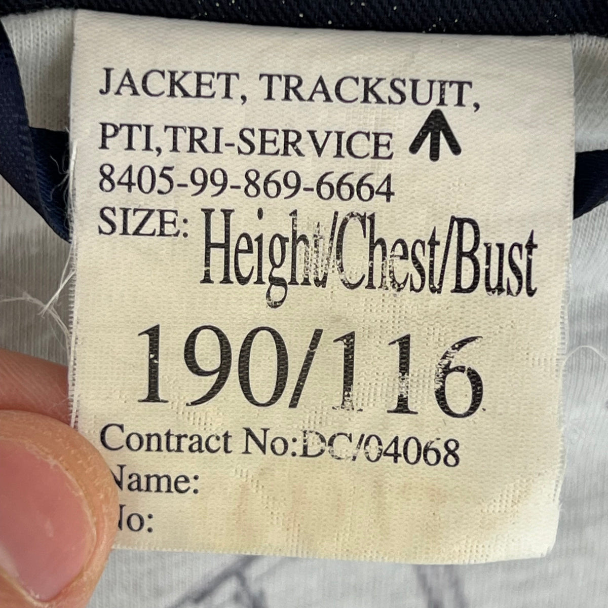 British Army / Tri-Services Navy Blue PTI Tracksuit Top Jacket - X Large 190/116