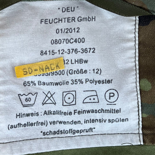 German Army Flecktarn Camouflage Long Sleeve Field Shirt - Medium GrNr12