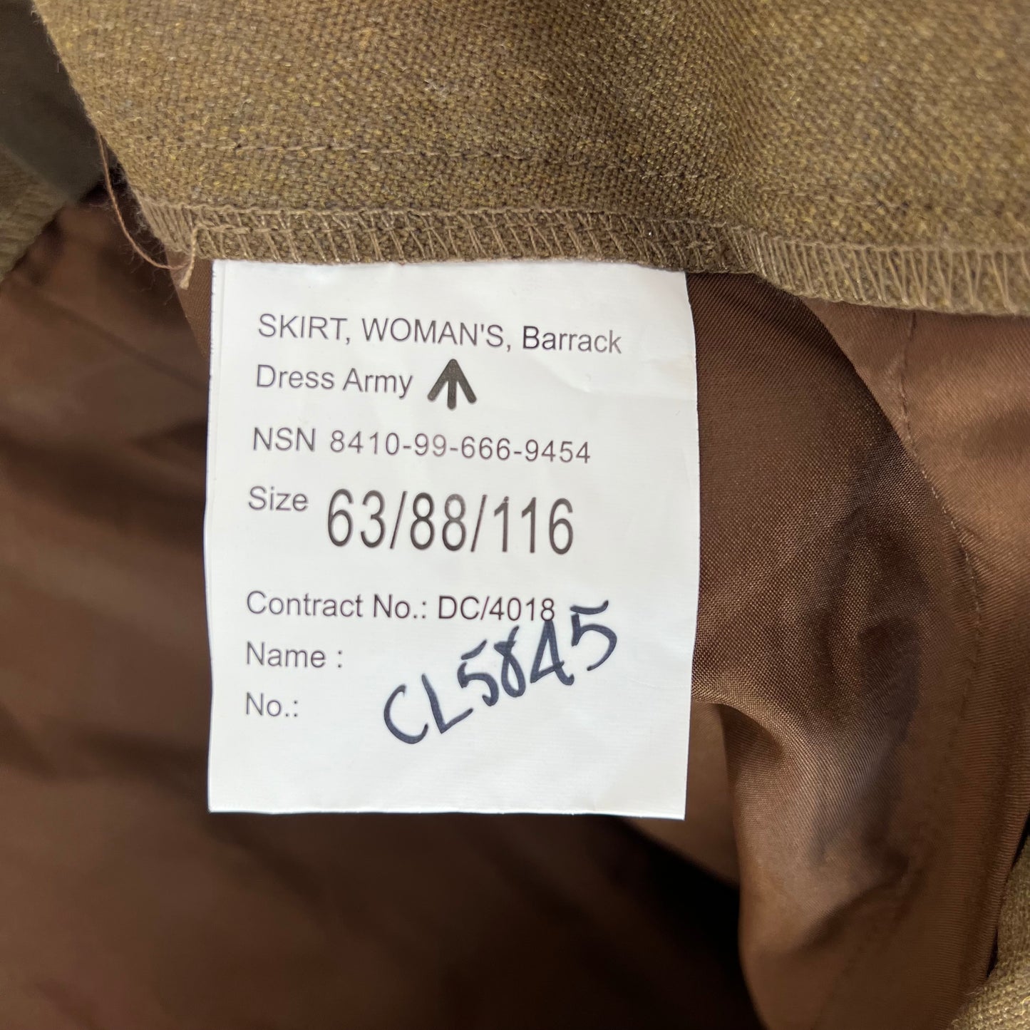 British Army Women's Barracks Brown Ceremonial FAD No. 2 Dress Skirt - W35 L25