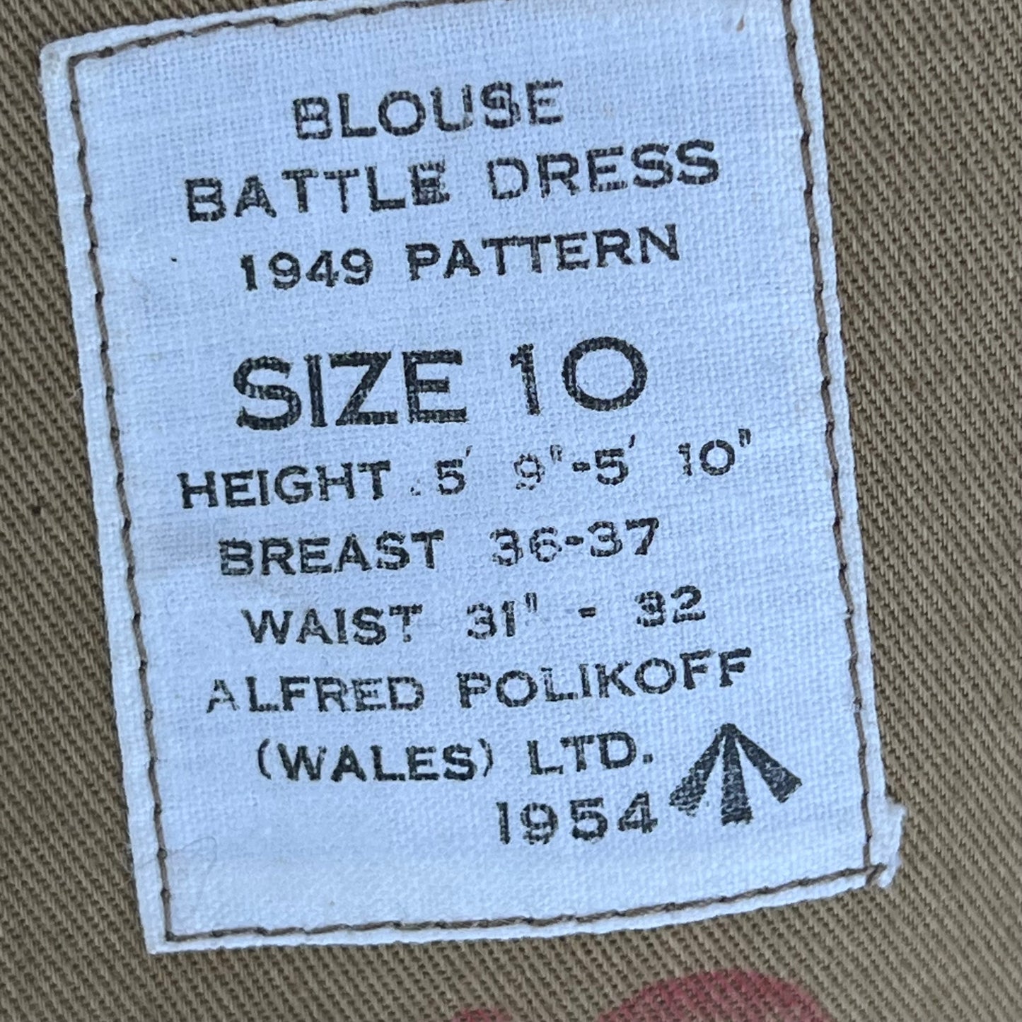 British Army 50s Khaki Ike 1949 Pattern Battle Dress Jacket - RAOC - Medium SIZE 10