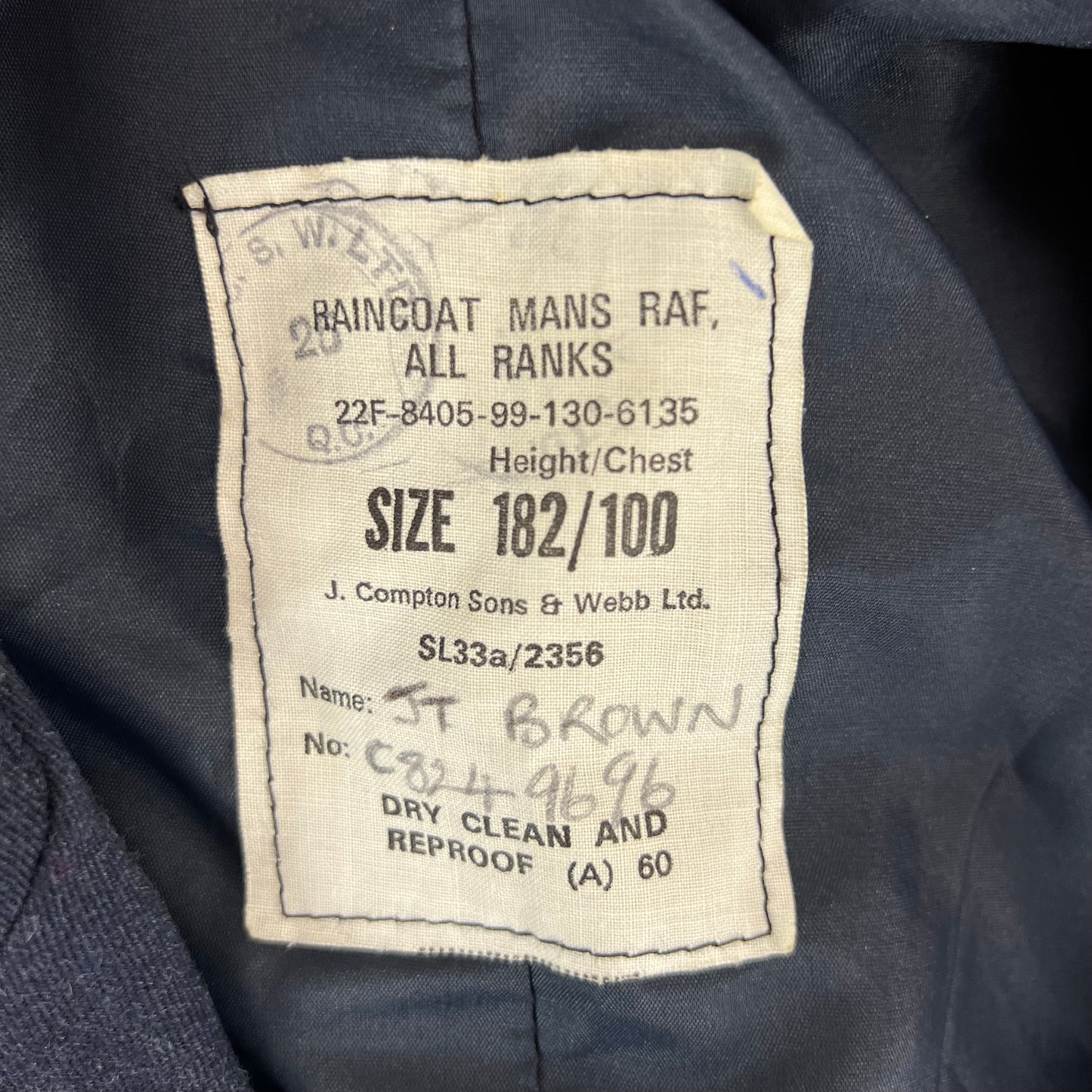 British Royal Air Force Raincoat Trench Coat - Medium 182/100