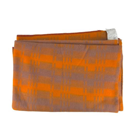 Polish Army Vintage Orange Line Pattern Wool Blanket