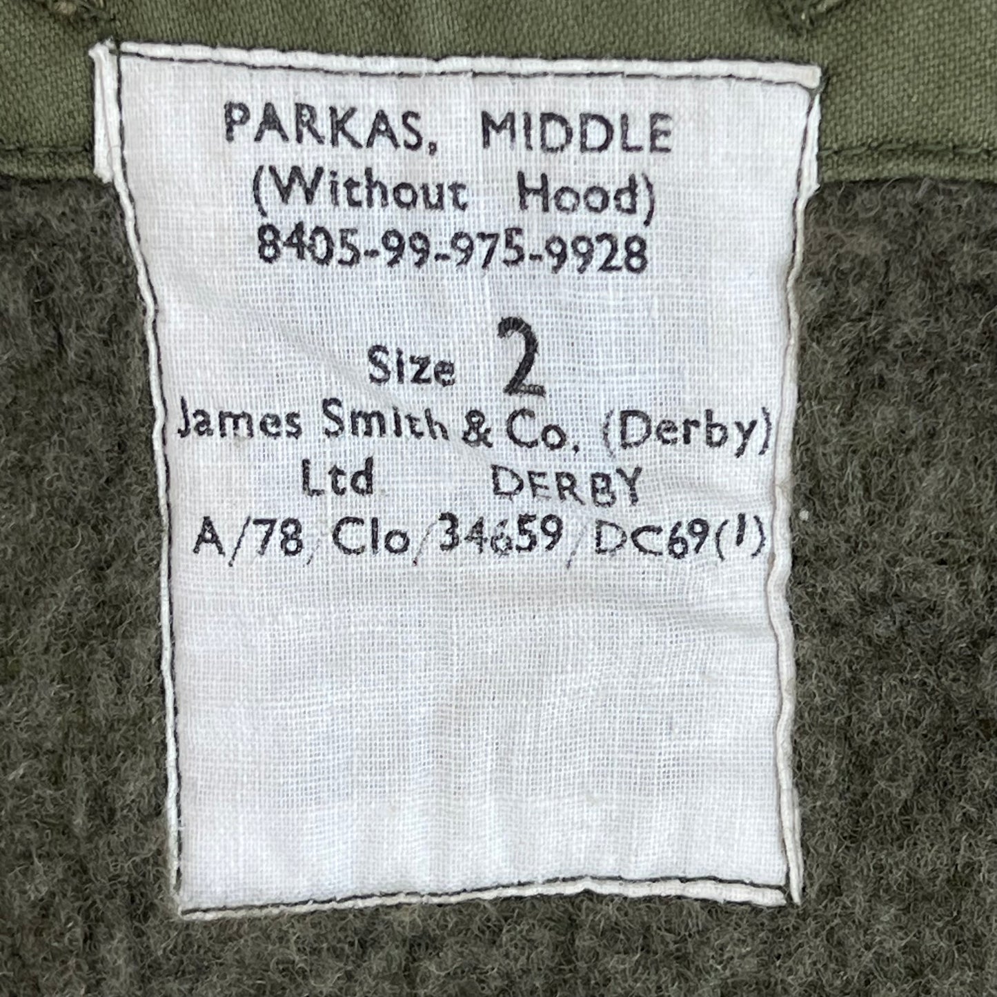 British Army 60s Olive Green Middle Parka - Large SIZE 2