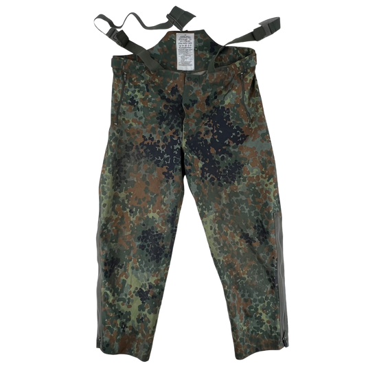 German Army Flecktarn Camo Waterproof Overalls / Overtrousers - W43 L30.5