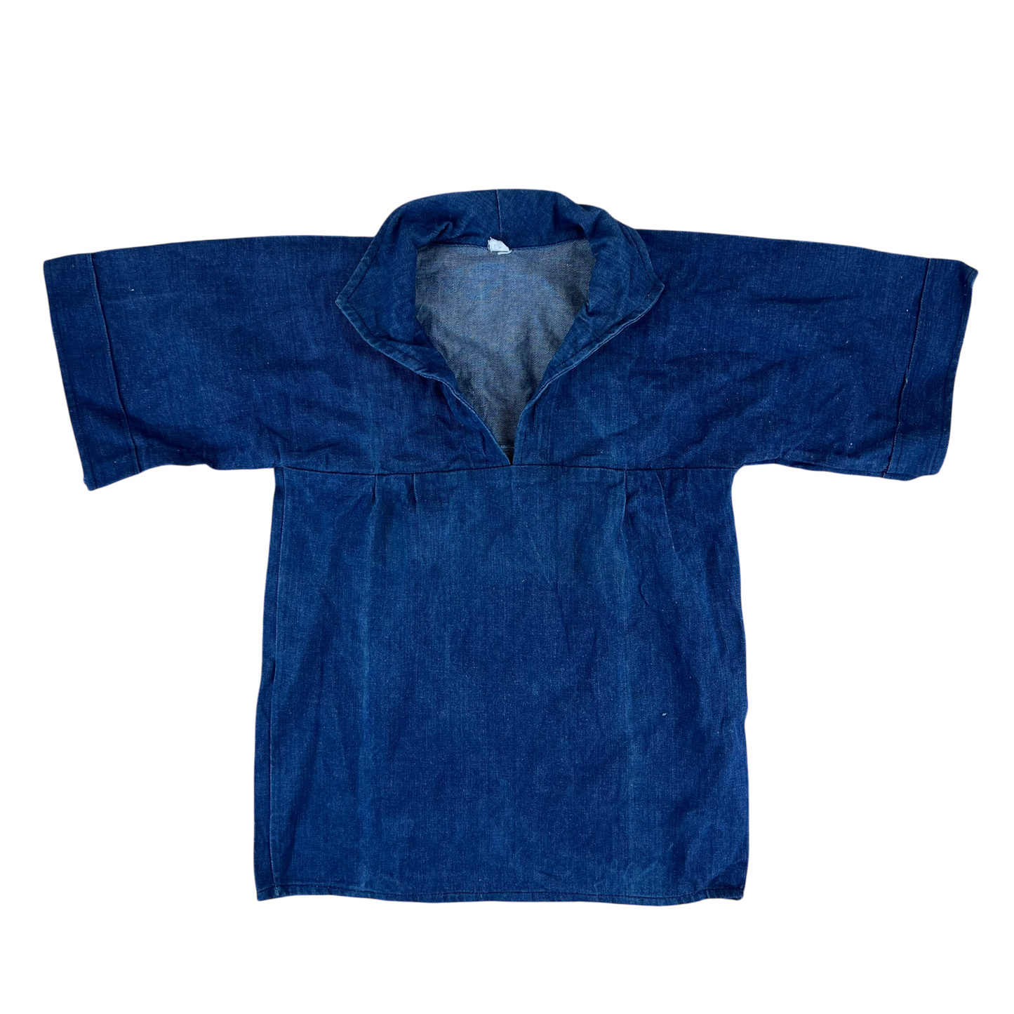 French Army Navy 70s Vintage Denim Pullover Top - X Small