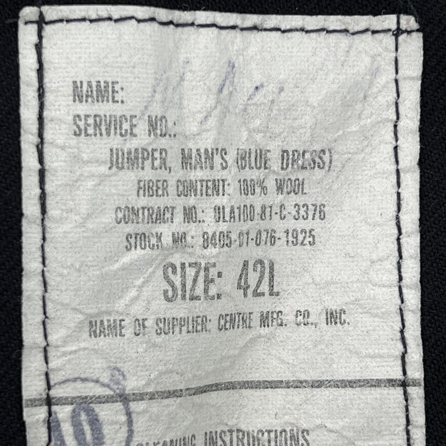 US Navy 80s Sailor's Black Blue Crackerjack Jumper Top - Large 42L