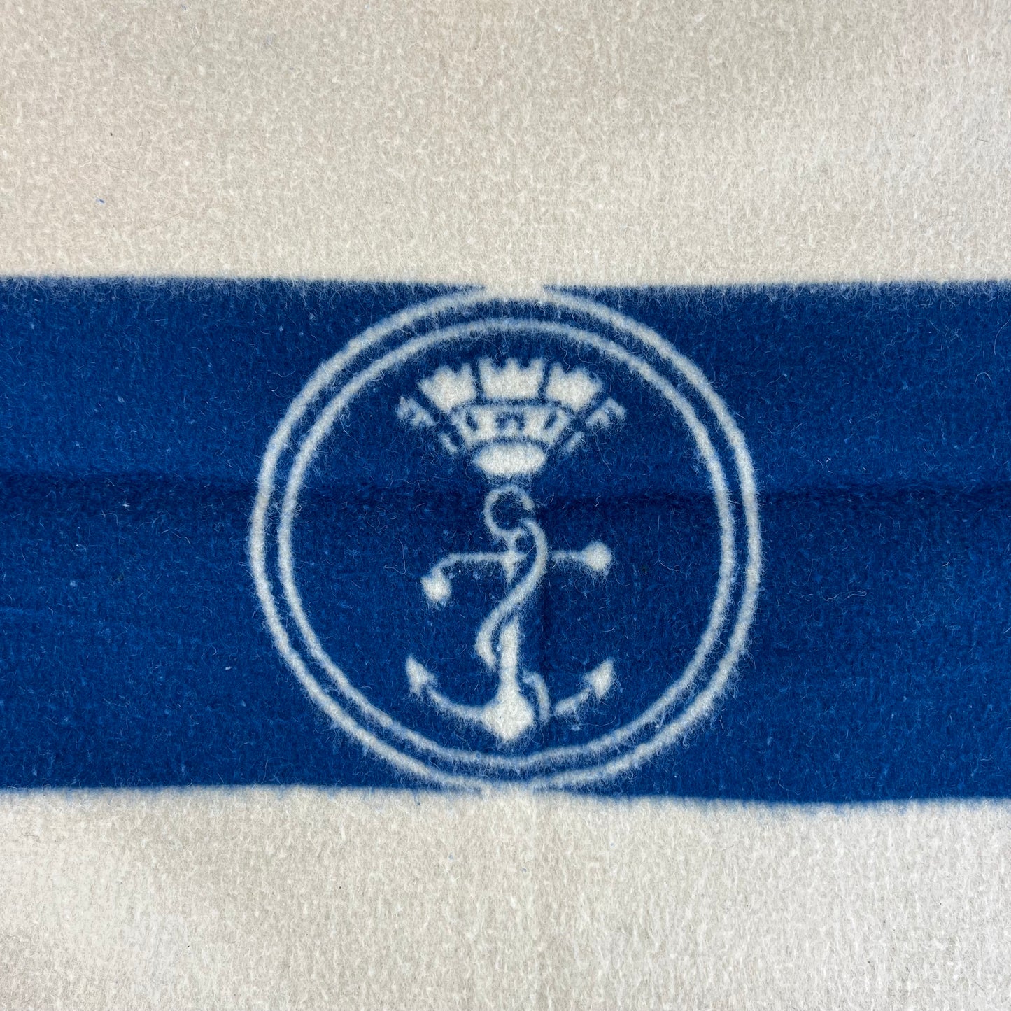 Italian Navy Pure Wool White Blanket