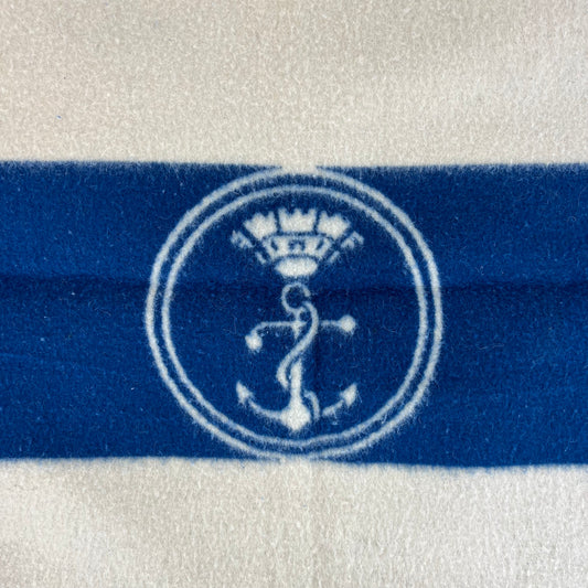 Italian Navy Pure Wool White Blanket
