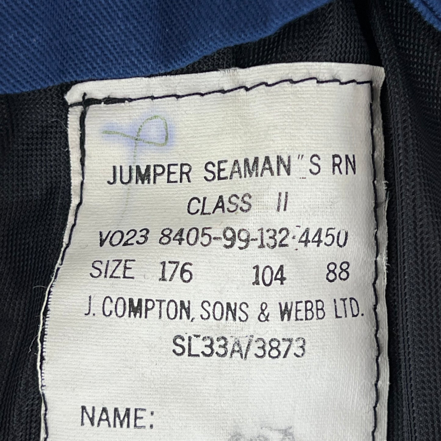 British Royal Navy Class II Jumper Sailor's Top - Medium 176/104
