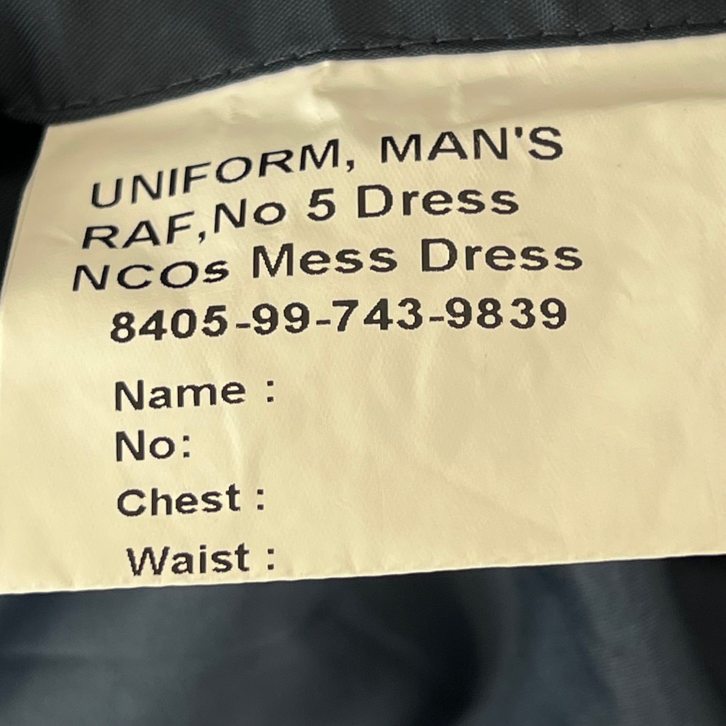 British RAF No. 5 NCO Mess Dress Jacket - Large 108XL