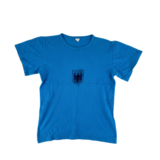 West German Army 70s Blue Training T Shirt - Small