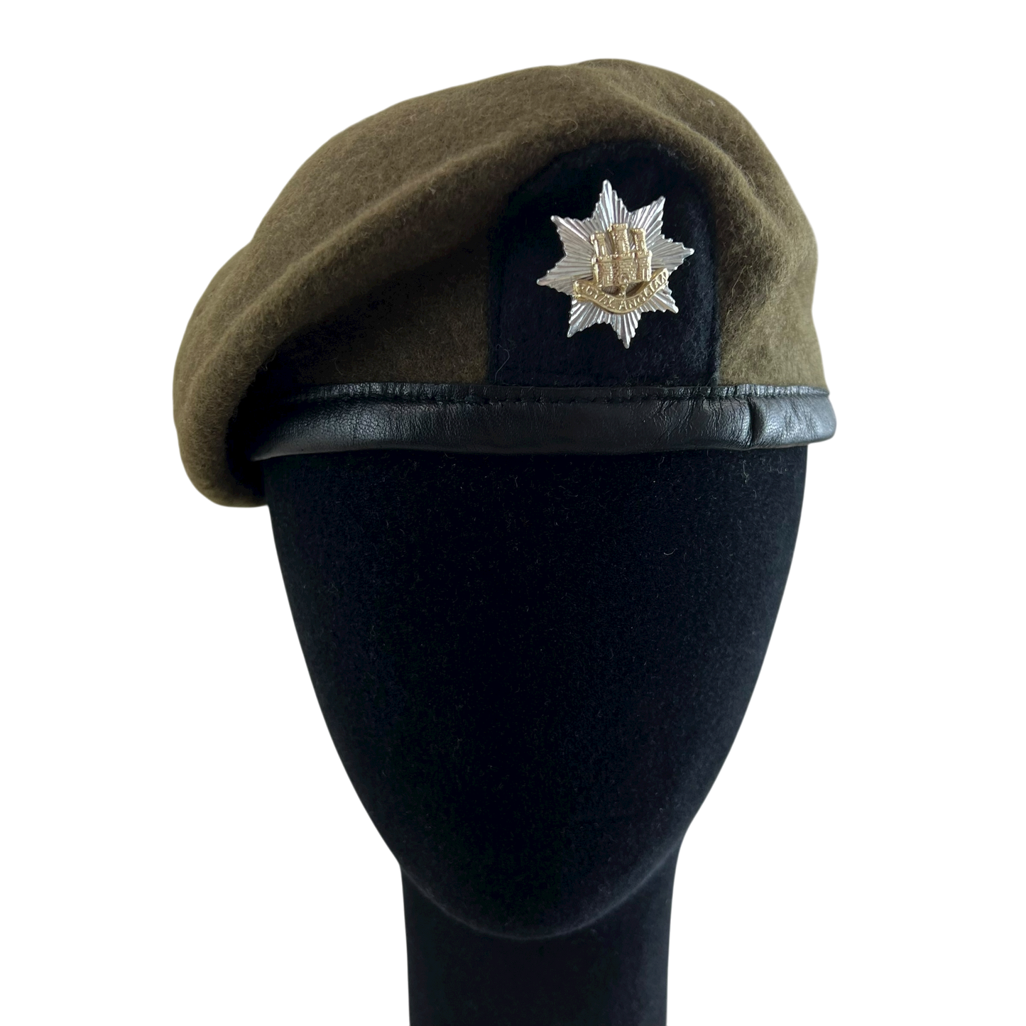 British Army Khaki Beret w/ Badge - Royal Anglian - Small 56cm