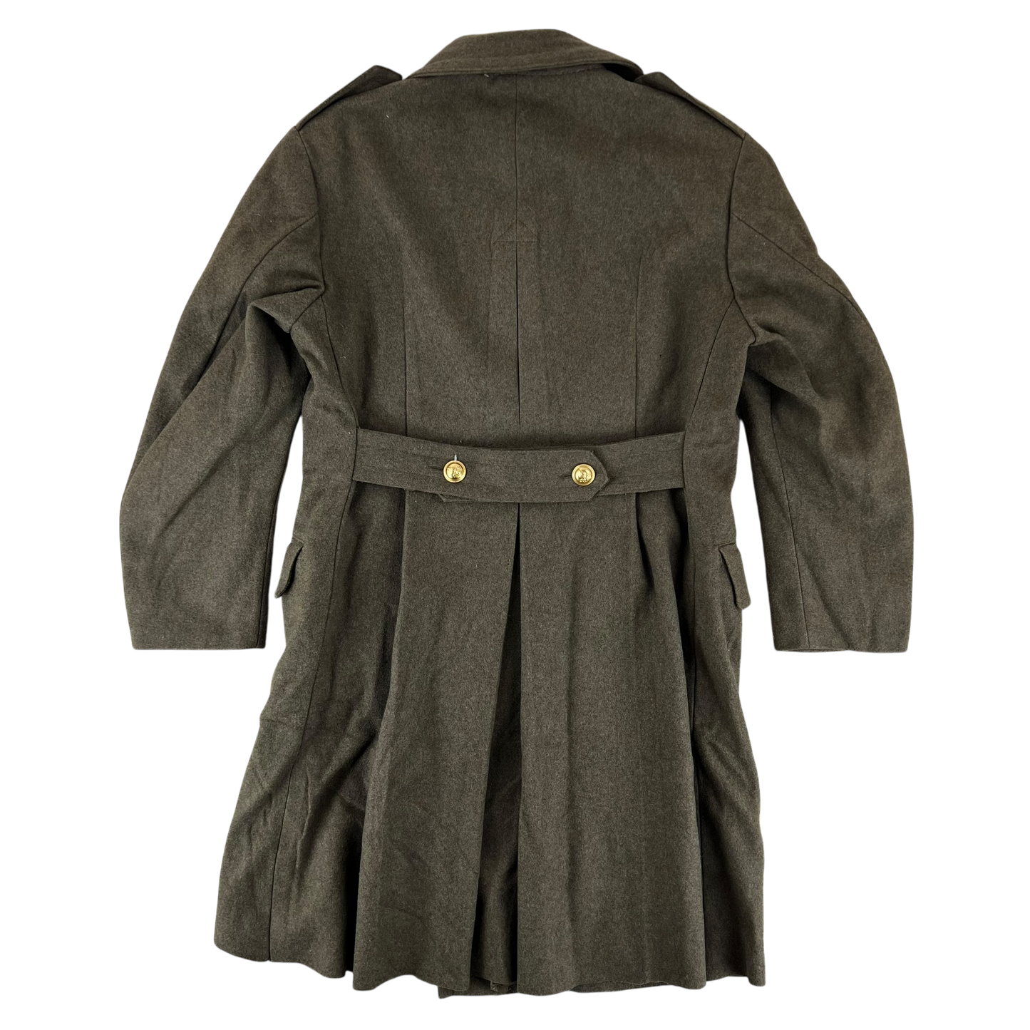 Italian Army 70's Khaki Greatcoat - Military Fire Brigade - Medium