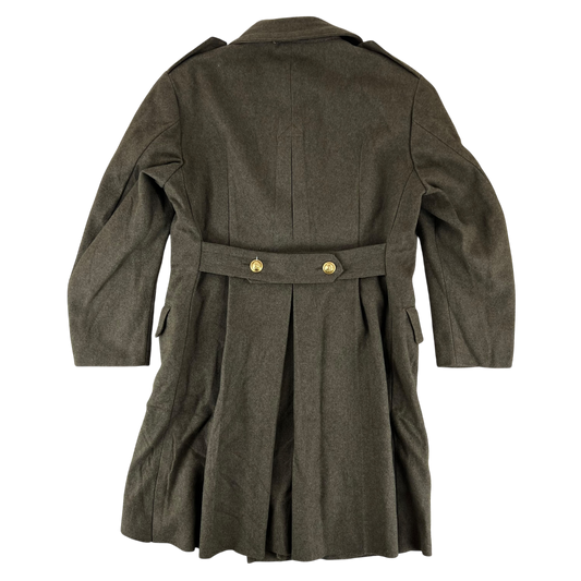 Italian Army 70's Khaki Greatcoat - Military Fire Brigade - Medium