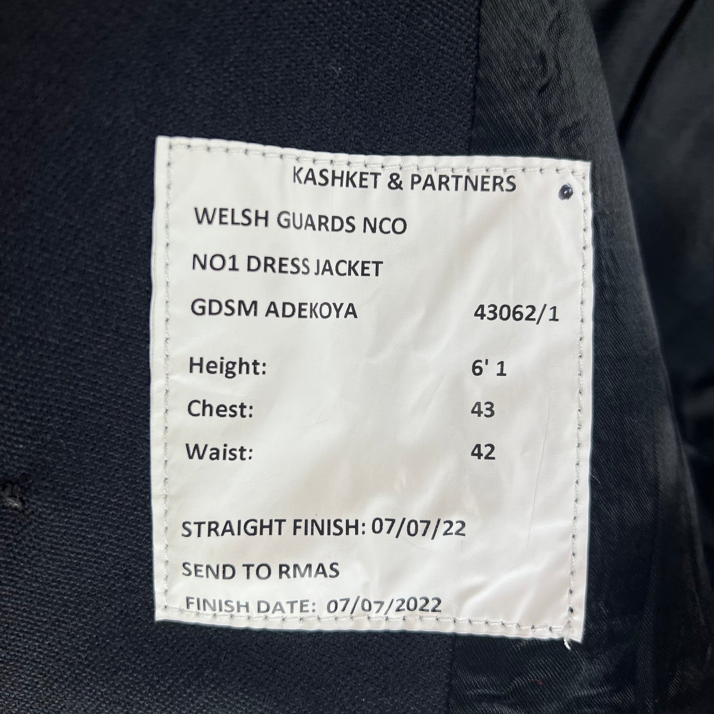 British Army No. 1 Dress NCO Jacket - Welsh Guards - Large