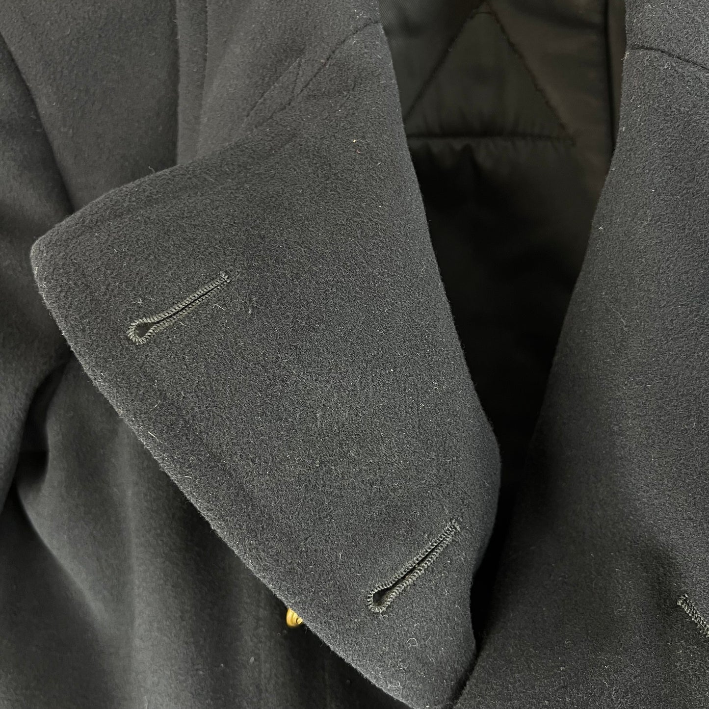British Royal Navy WW2 40s Black Wool Greatcoat - Medium
