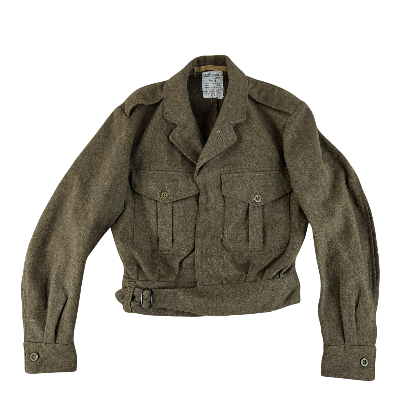 British Army 50s Khaki Ike 1949 Pattern Battle Dress Jacket - Medium SIZE 8