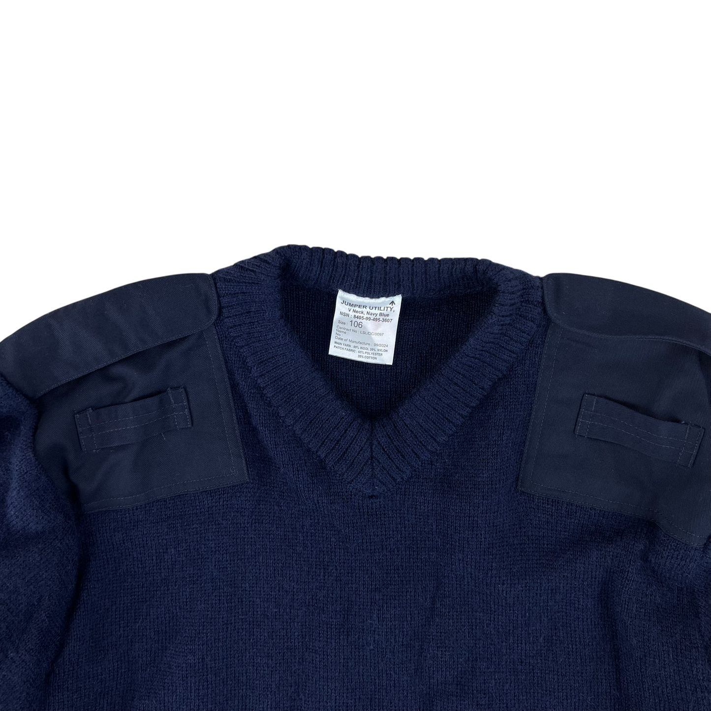 British Royal Navy Wool V Neck Pullover Jersey Jumper - Large 106cm