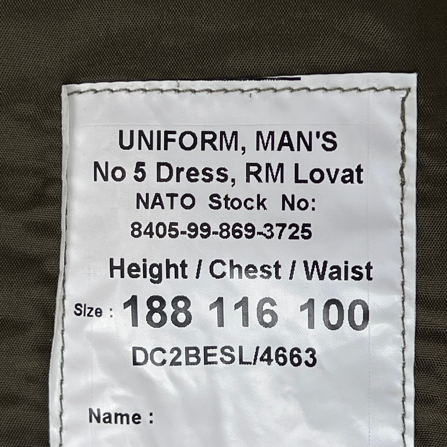 British Royal Marines Lovat No. 5 Dress Jacket - Large 188/116