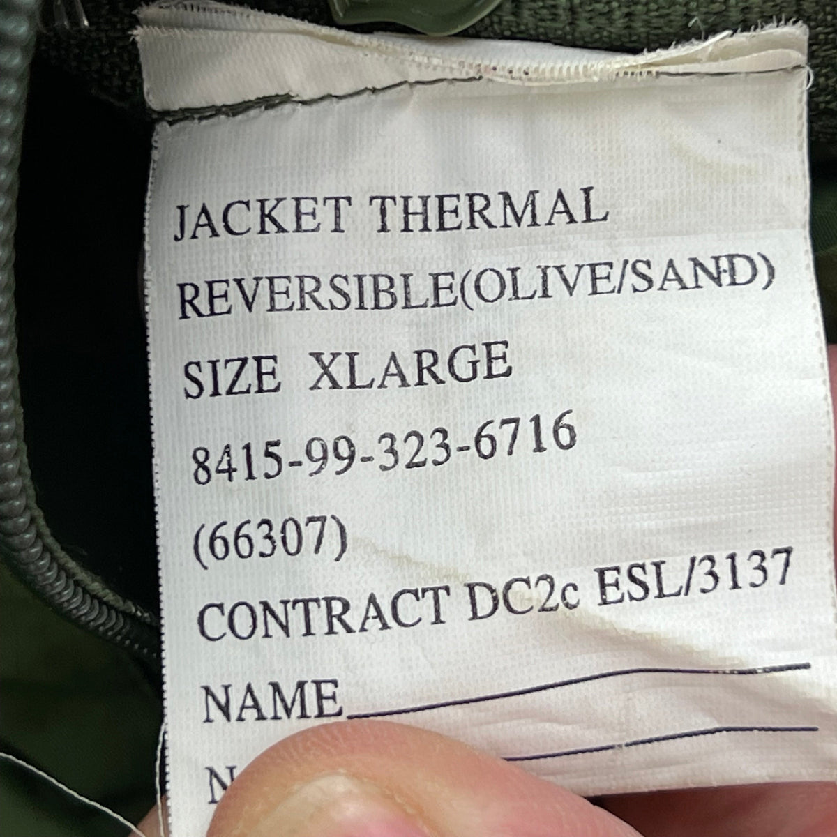 British Army Reversible Thermal Olive Green / Tan Quilted Jacket - X Large