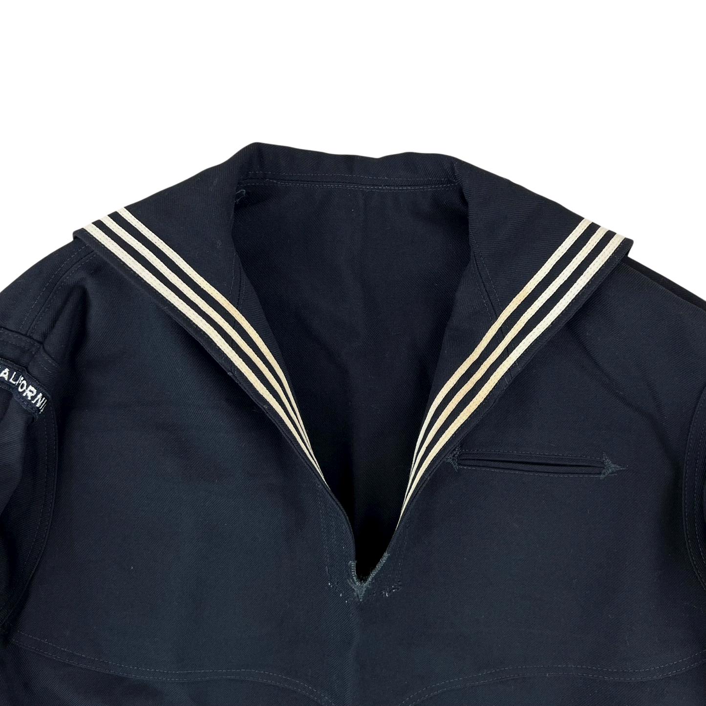 US Navy 80s Sailor's Black Blue Crackerjack Jumper Top - Large 42L