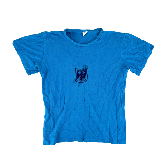 West German Army 70s Blue Training T Shirt - Small