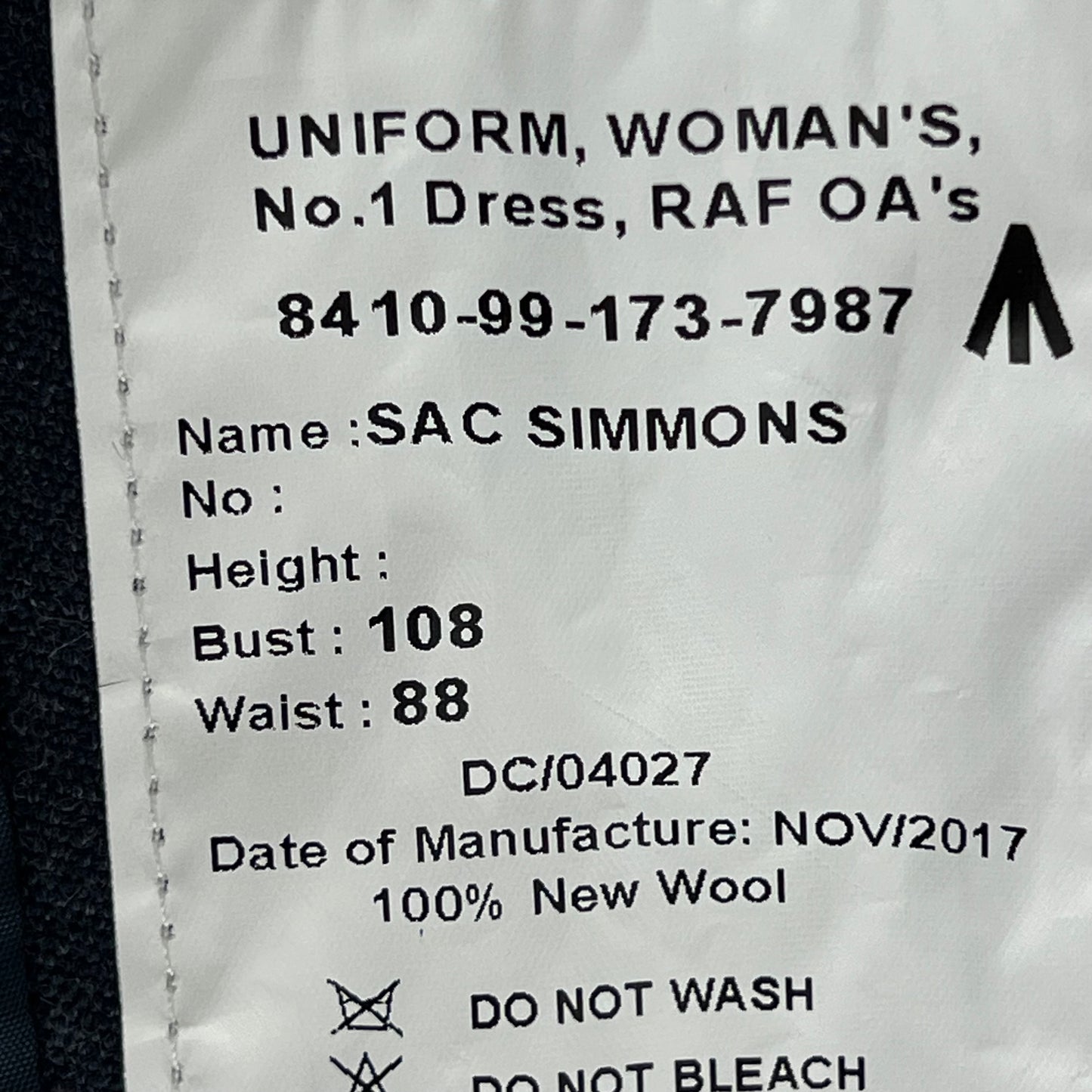 British Royal Air Force No. 1 Dress Jacket - WRAF Officers & WOs - Medium