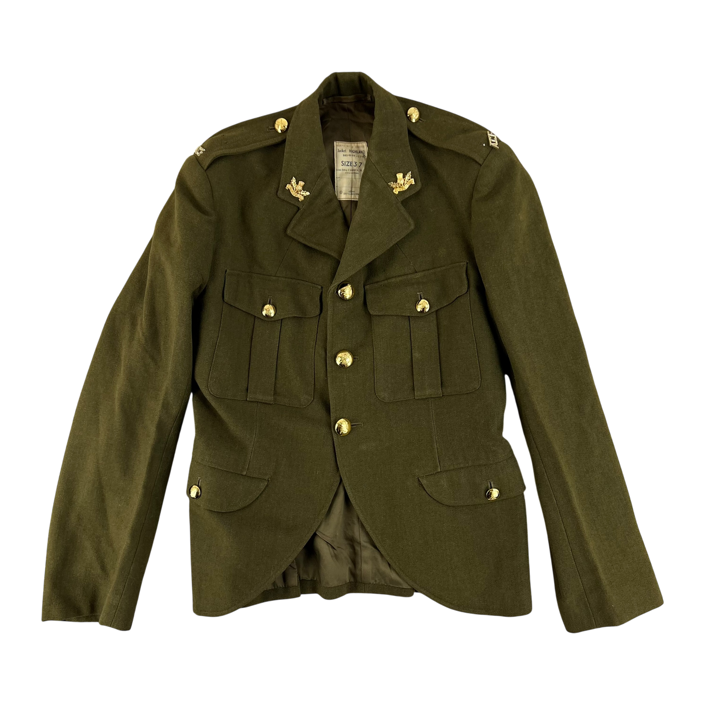 British Army 70s No. 2 Dress Jacket Khaki Green - Royal Regiment of Scotland - Medium SIZE 37